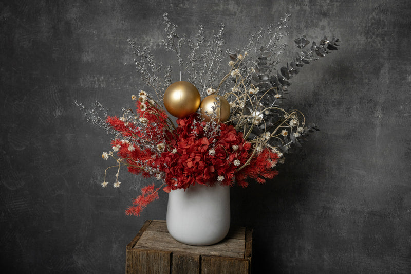Christmas Red Preserved Flowers Arrangement